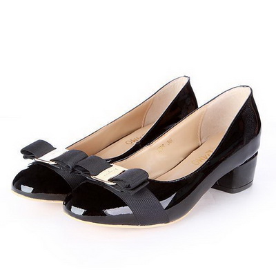Ferragamo Shallow mouth Block heel Shoes Women--030